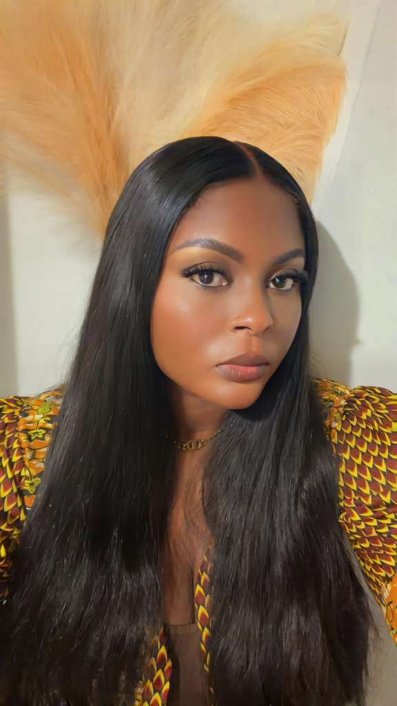 Sleek straight lace frontal install with a clean middle part